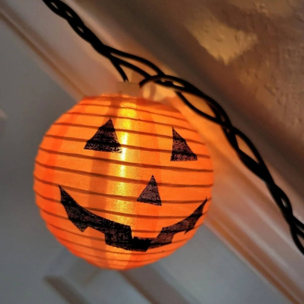 Halloween and Fall Pumpkin Lantern Orange Lantern Garland String Lights 10 count